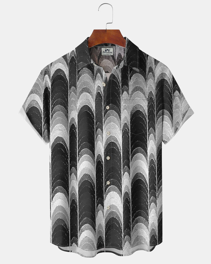 Alohadaddy® Casual Geometric Print Art Button Pocket Men&