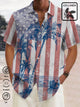 Alohadaddy Vintage Cotton American Flag Coconut Tree Print Breast Pocket Shirt Plus Size Shirt