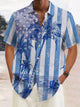 Alohadaddy Vintage Cotton American Flag Coconut Tree Print Breast Pocket Shirt Plus Size Shirt