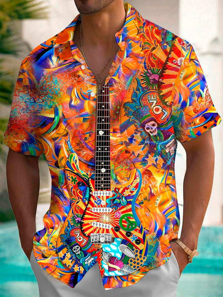Alohadaddy Retro Hippie Guitar Music 3D Print Men&