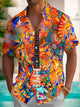 Camisa de manga corta con bolsillo y botones para hombre, con estampado 3D de música de guitarra hippie retro de Alohadaddy, talla grande y alta