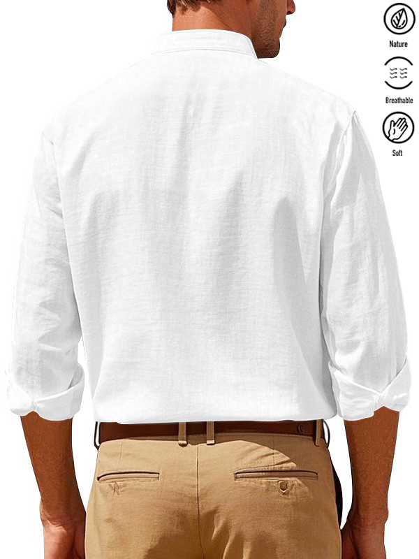Alohadaddy® Basic Solid Color Cotton Linen Print Men&