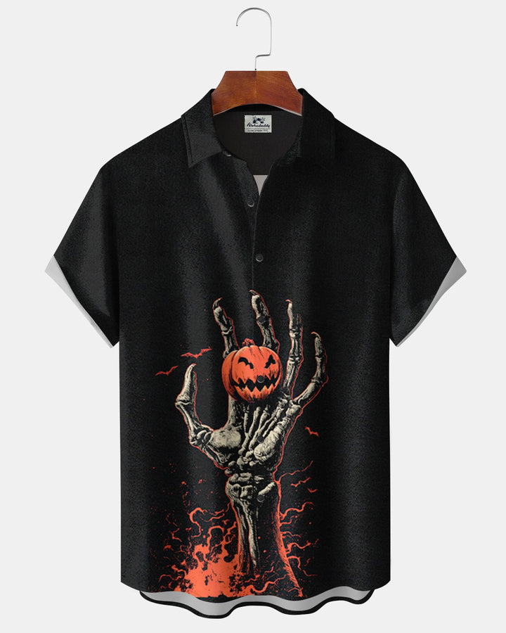 Alohadaddy® Halloween Skull and Pumpkin Print Men&