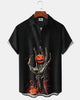 Alohadaddy® Halloween Skull and Pumpkin Print Men's Short-Sleeve Shirt