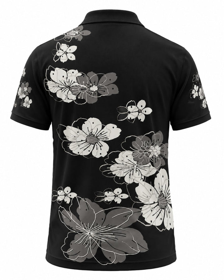 Men’s Basic Casual Flowering and plants Retro Print Button Down Polo Short-Sleeve Big &amp; Tall