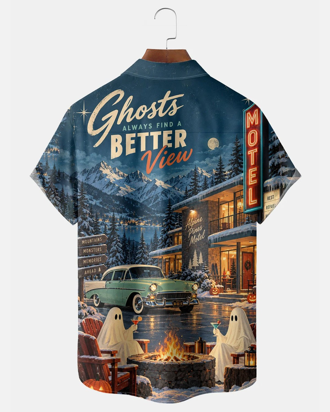 Alohadaddy® Holiday Halloween Ghost Party Motel Print Men&