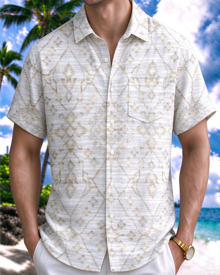 Alohadaddy® Casual Striped Floral Print Men&