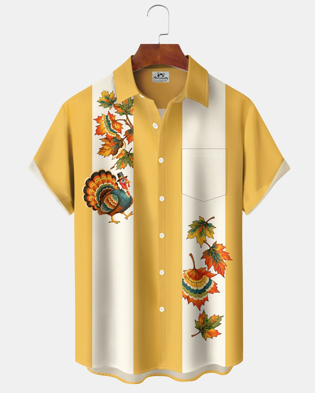 Alohadaddy® Thanksgiving Maple Leaf Turkey Striped Print Men&