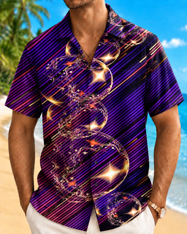 Alohadaddy® Casual Abstract Striped Bubble Print Men&