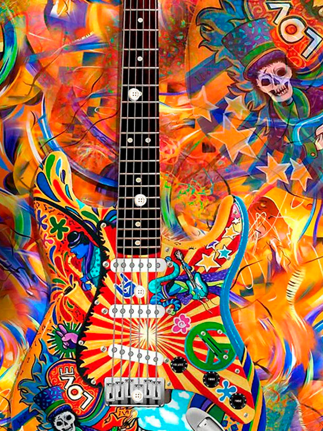 Alohadaddy Retro Hippie Guitar Music 3D Print Men&