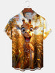 Alohadaddy Casual Hawaiian Giraffe Print Art Polyester Stretch Oversized Pocket Short Sleeve Shirt