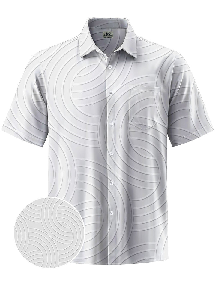Alohadaddy® Casual Geometric Pattern Print Chest Pocket Men&