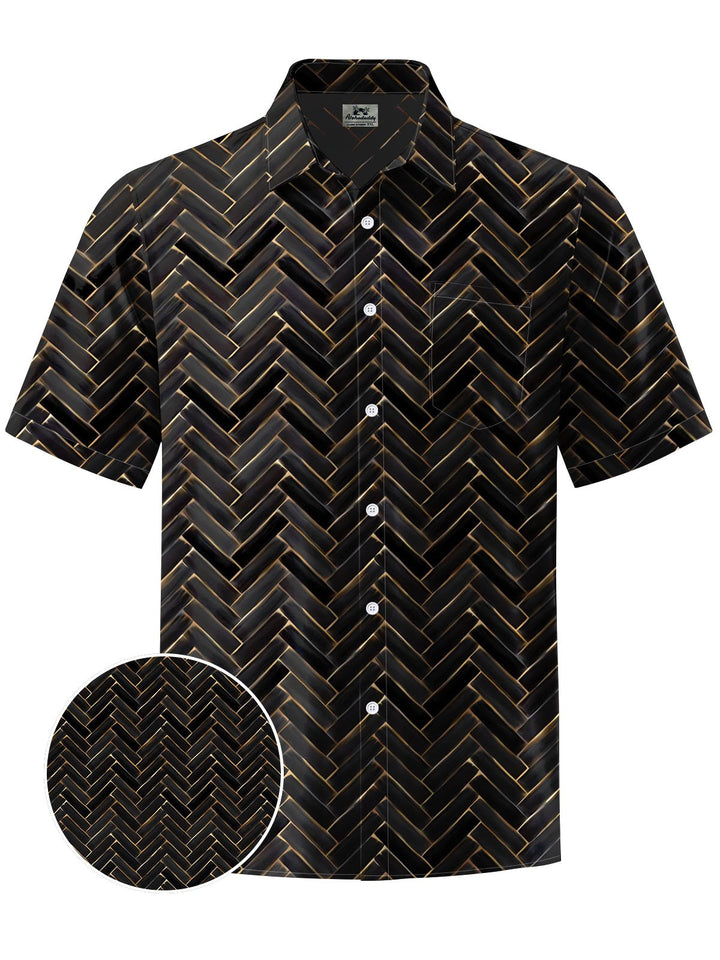 Alohadaddy® Vintage Geometric Print Chest Pocket Men&