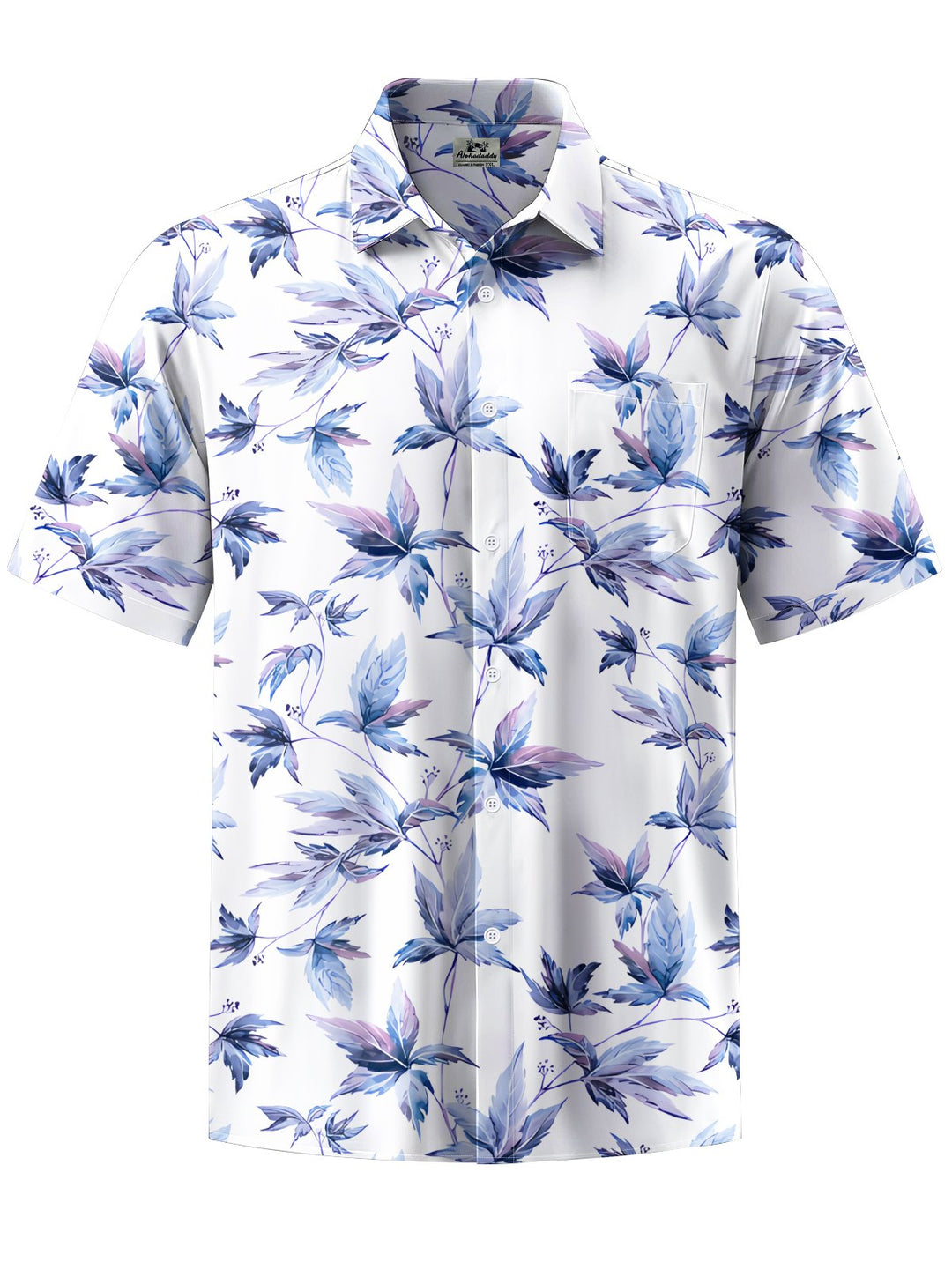 Alohadaddy® Hawaiian Leaves Art Print Chest Pocket Mens Short Sleeve Shirt Big &amp; Tall