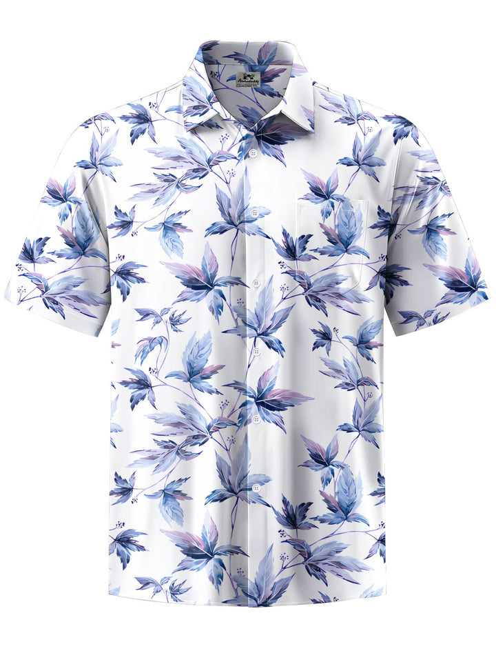 Alohadaddy® Hawaiian Leaves Art Print Chest Pocket Mens Short Sleeve Shirt Big &amp; Tall