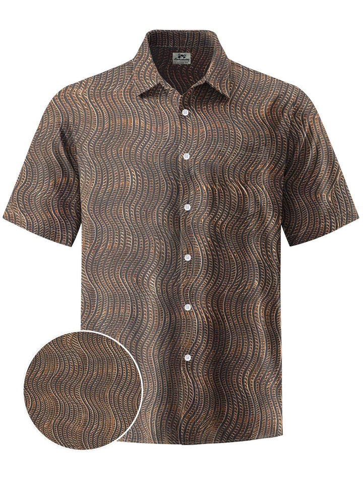 Alohadaddy® Vintage Striped Art Print Chest Pocket Men&