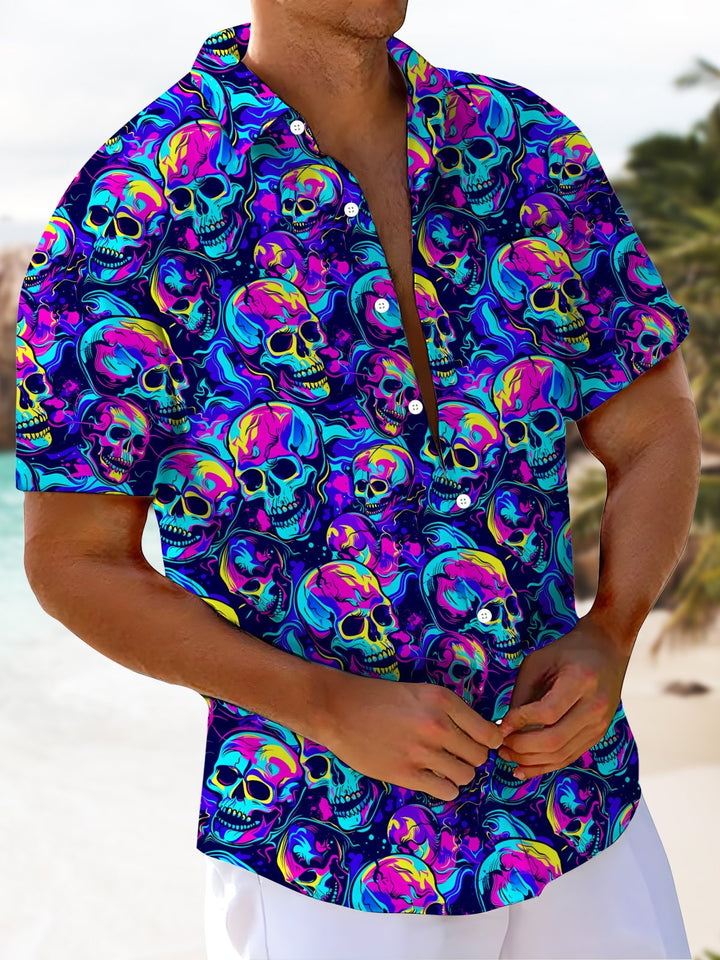 Alohadaddy® Hawaiian Skull Art Print Moisture Wicking Men&