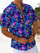 Alohadaddy® Hawaiian Skull Art Print Moisture Wicking Men's Short Sleeve Shirt Big & Tall