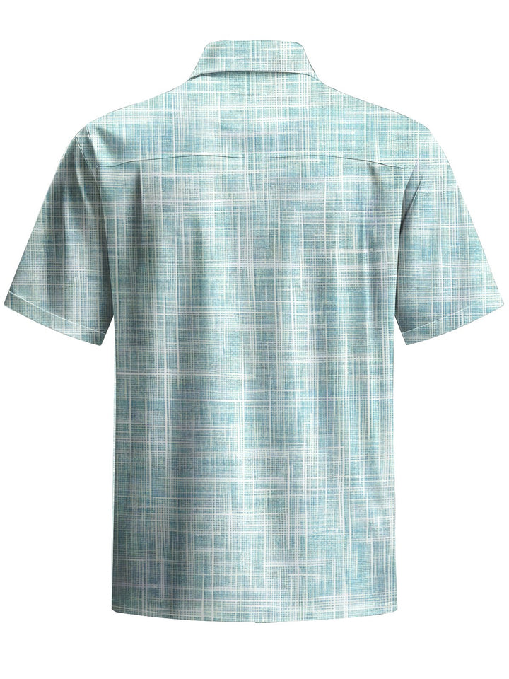 Alohadaddy® Casual Stripe Art Print Chest Pocket Men&