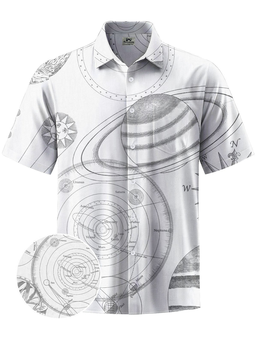 Alohadaddy® Casual Star Art Print Chest Pocket Men&