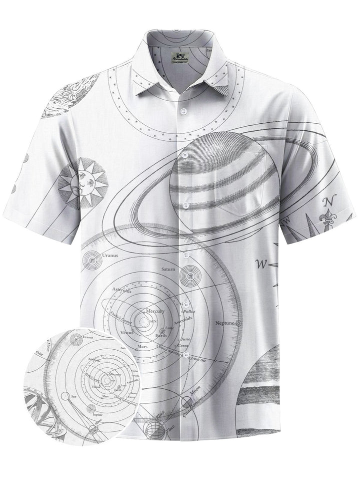 Alohadaddy® Casual Star Art Print Chest Pocket Men&