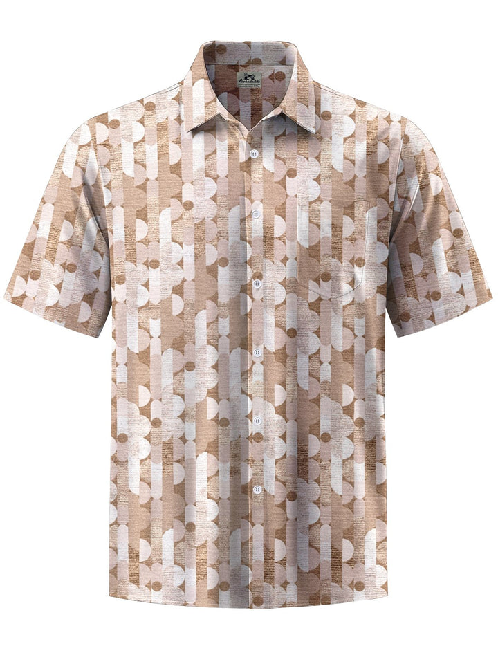Alohadaddy® Casual Geometric Art Print Chest Pocket Men&