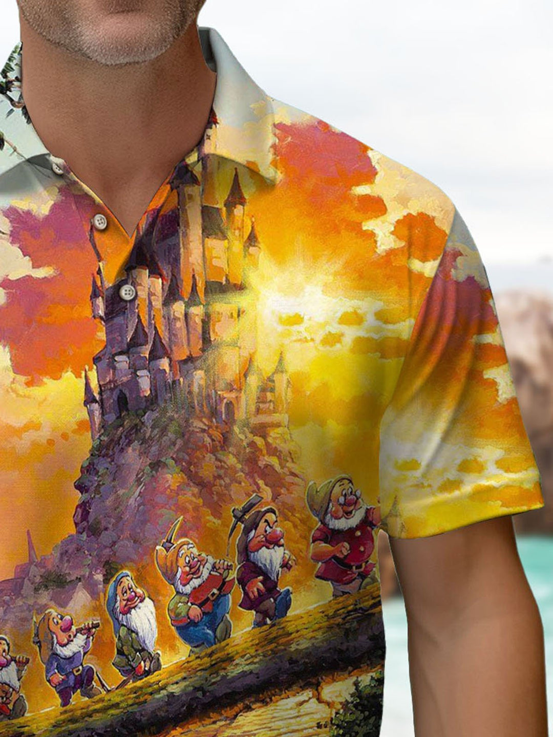Alohadaddy® Casual Cartoon Dwarf Print Art Men&