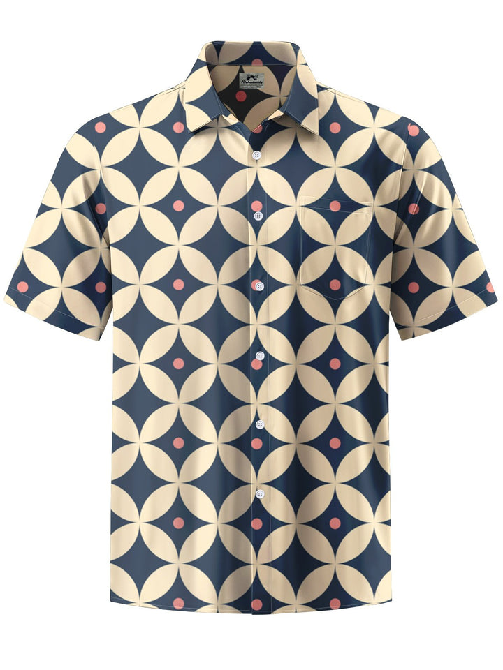 Alohadaddy® Casual Geometric Art Print Chest Pocket Men&
