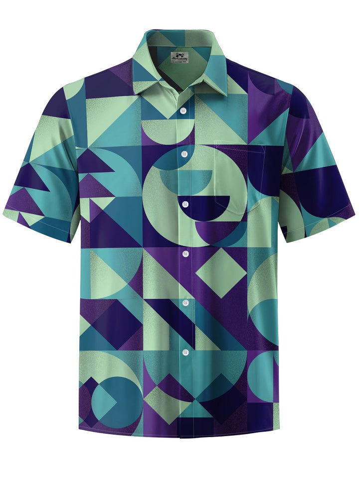 Alohadaddy® Vintage Geometric Art Print Chest Pocket Men&