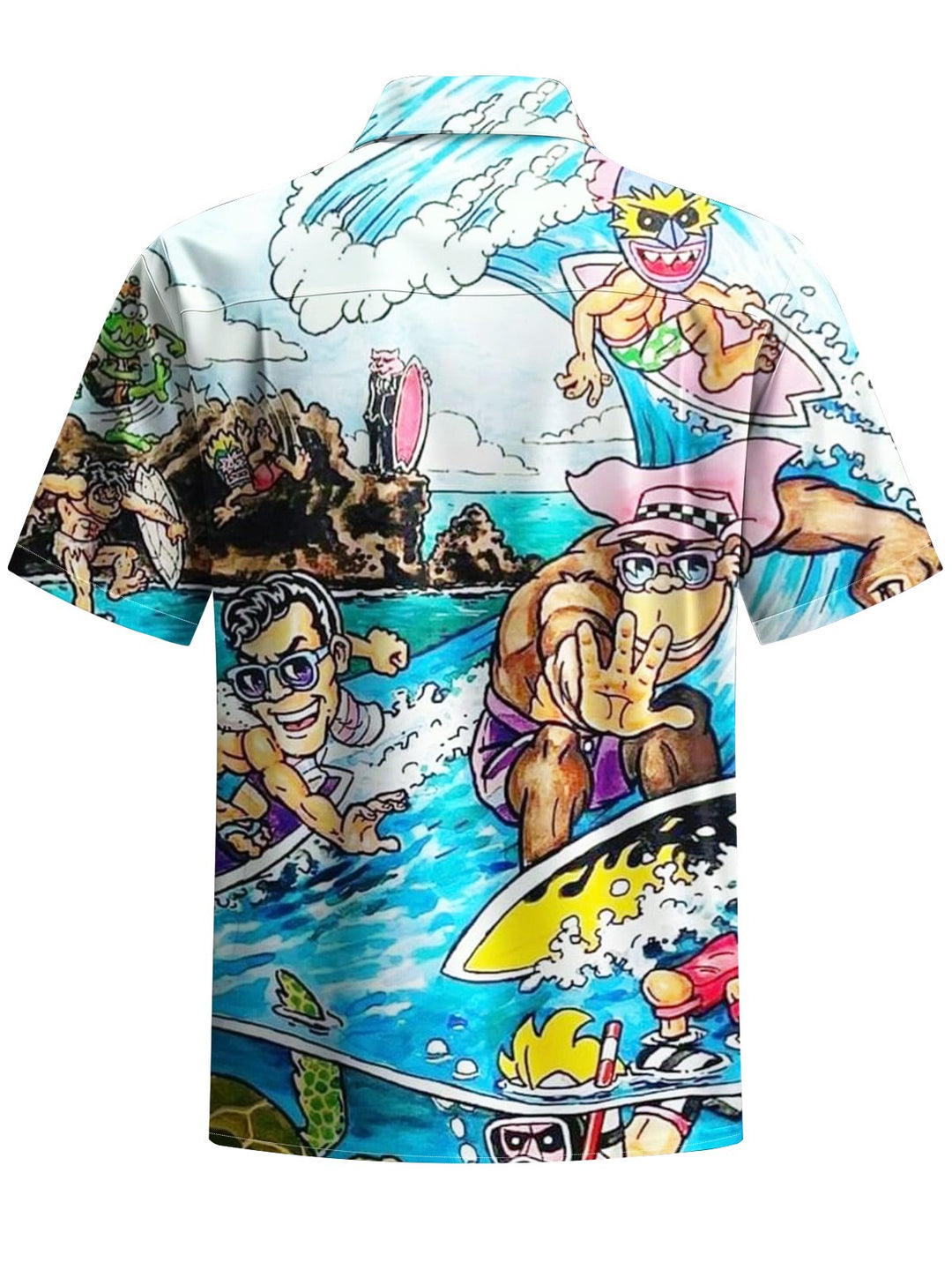 Alohadaddy® Hawaiian Surf Art Print Chest Pocket Men&