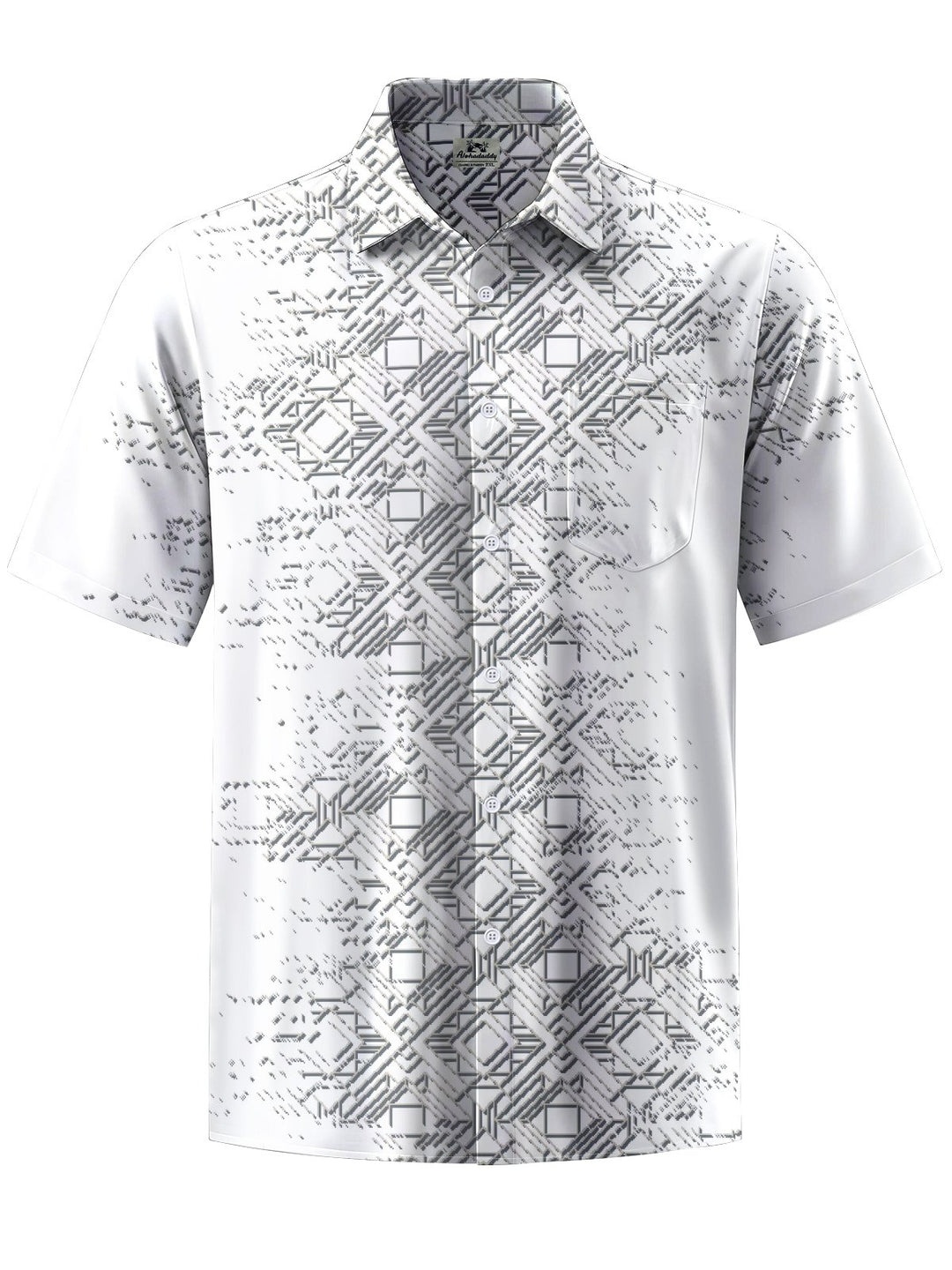 Alohadaddy® Casual Geometric Art Print Chest Pocket Men&