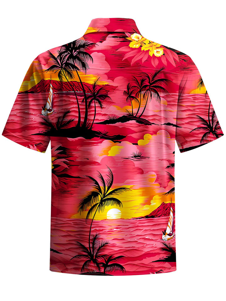 Alohadaddy® Hawaiian Palm Tree Art Print Chest Pocket Men&