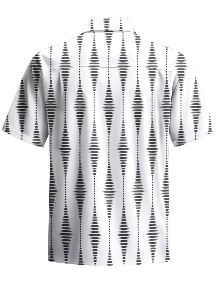 Alohadaddy® Casual Stripe Geometric Art Print Chest Pocket Men&
