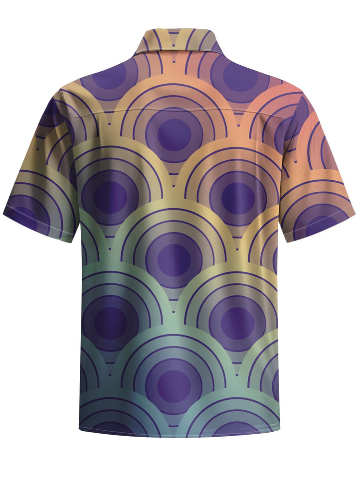 Alohadaddy® Casual Ombre Geometric Art Print Chest Pocket Men&