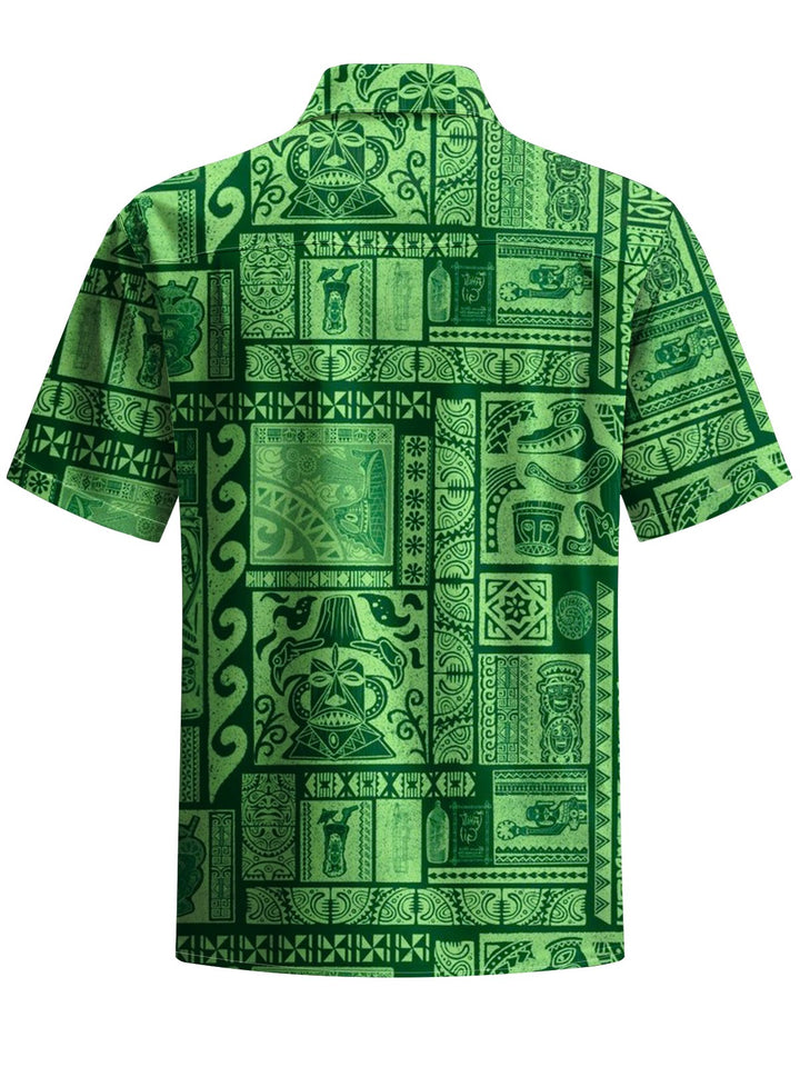 Alohadaddy® Casual Tiki Print Pocket Men&