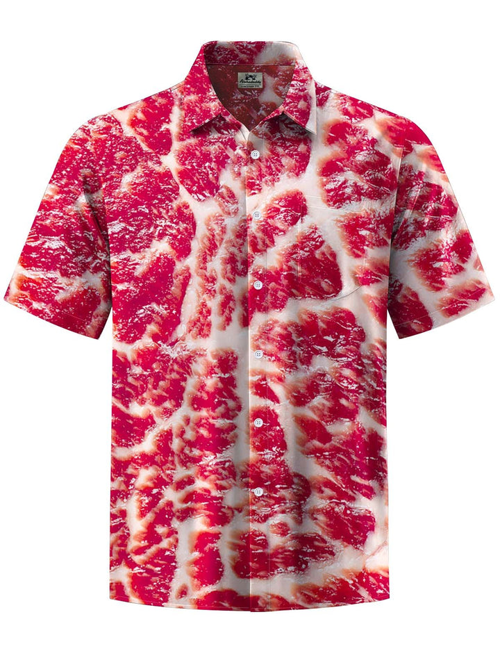 Alohadaddy® Casual Beef Marbled Art Print Chest Pocket Men&
