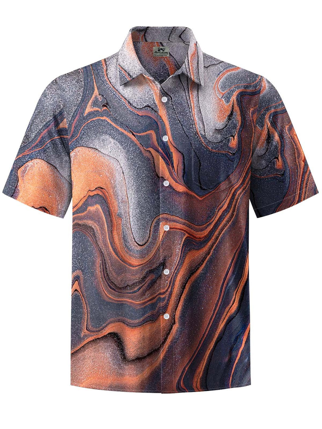 Alohadaddy® Casual Abstract Art Print Chest Pocket Stretch Men&