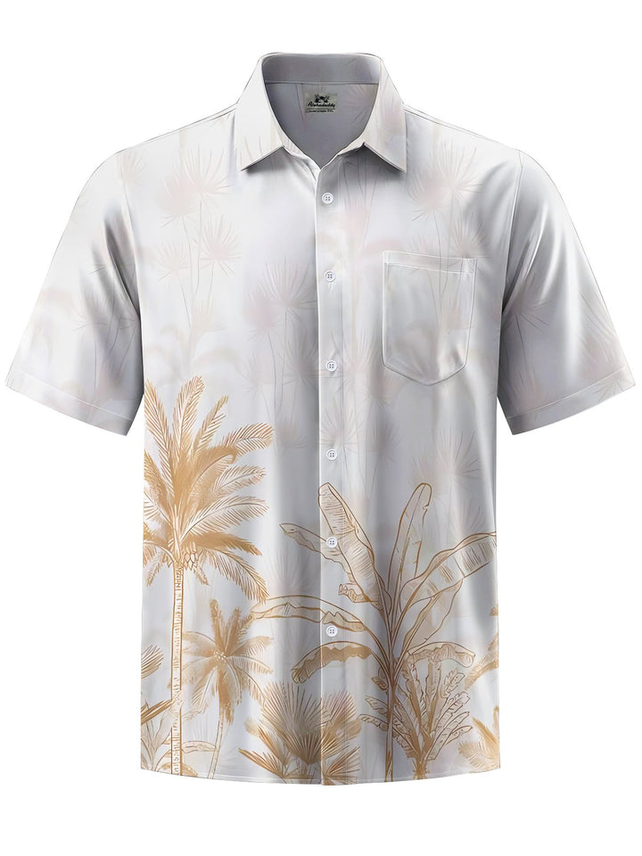 Alohadaddy® Hawaiian Palm Tree Print Stretch Pocket Button Men&