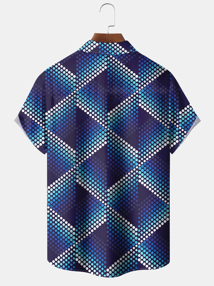 Alohadaddy® Casual Geometric Polka Dot Pocket Button Stretch Men&