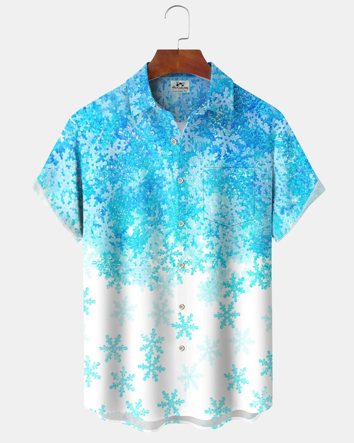 Alohadaddy® Casual Gradient Snowflake Print Pocket Elastic Button Men&