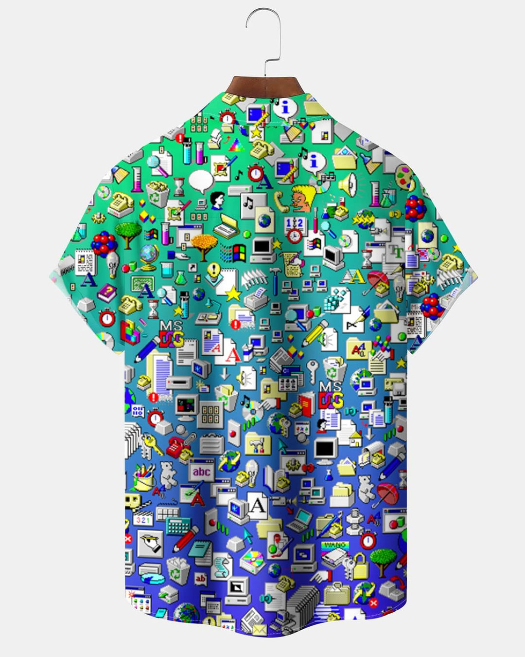 Alohadaddy® Retro Vintage Computer Icon Gradient Print Art Pocket Buttons Men&
