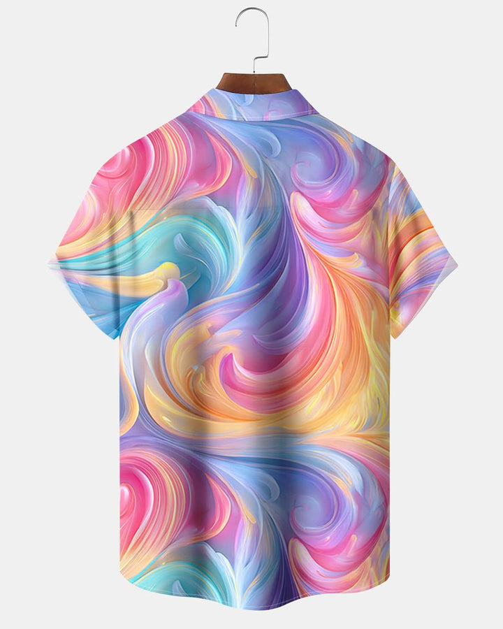 Alohadaddy® Casual Abstract Print Art Pocket Button Stretch Men&