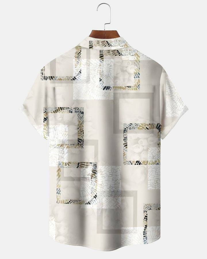 Alohadaddy® Casual Geometric Print Art Pocket Button Cardigan Men&