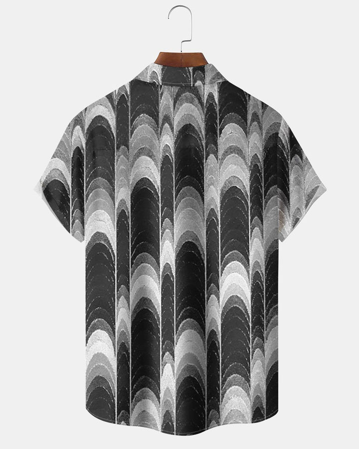Alohadaddy® Casual Geometric Print Art Button Pocket Men&