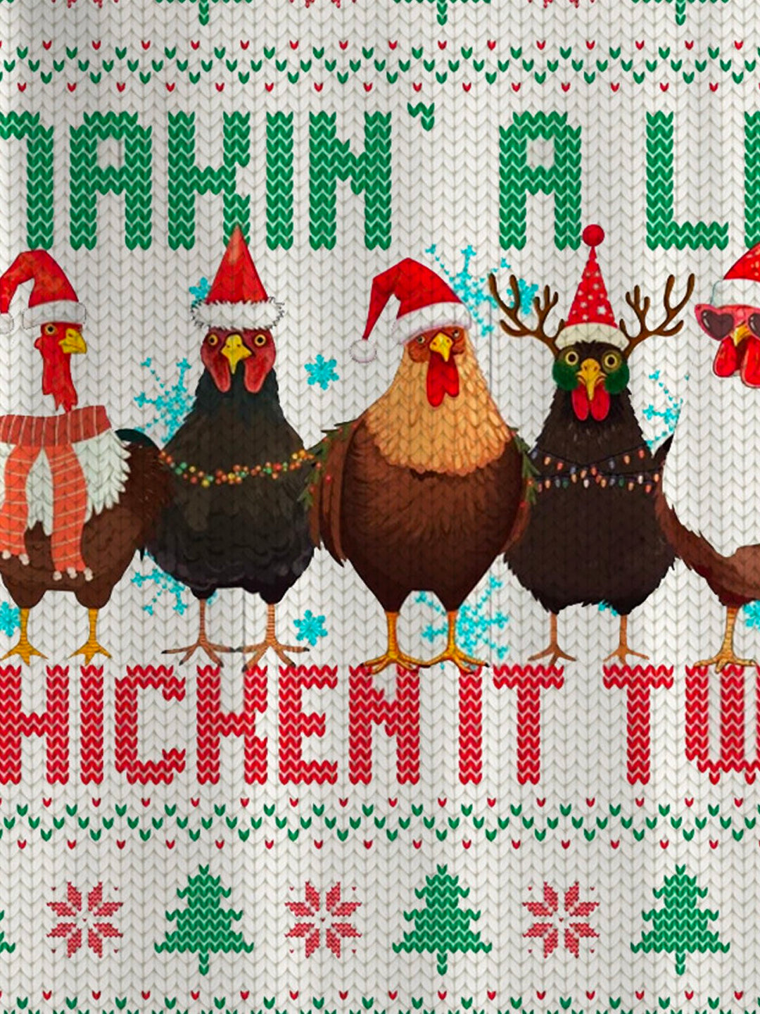 Alohadaddy Christmas Sweater Rooster Santa Hat 3D Digital Print Men&