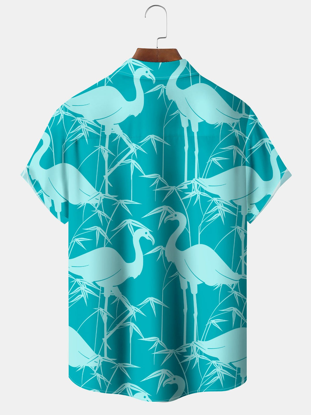 Alohadaddy® Casual Flamingo Stripes Resort Art Print Chest Pocket Moisture Wicking Oversized Hawaiian Shirt