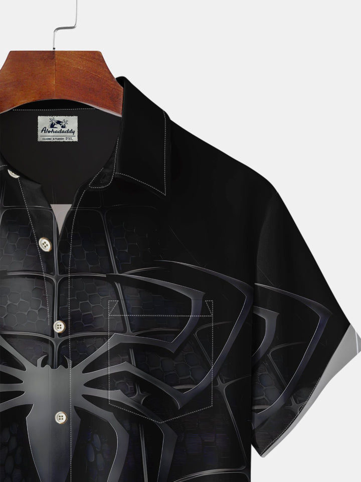 Alohadaddy® Casual Spider-Man Suit Art Print Pockets Moisture Wicking Hawaiian Shirt Big &amp; Tall