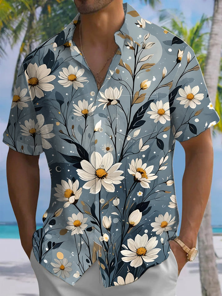 Alohadaddy® Hawaii Flowers Art Print Pockets Stretch Men&