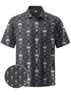 Alohadaddy® Casual Skull Print Chest Pocket Stretch Men's Short Sleeve Shirt Big & Tall