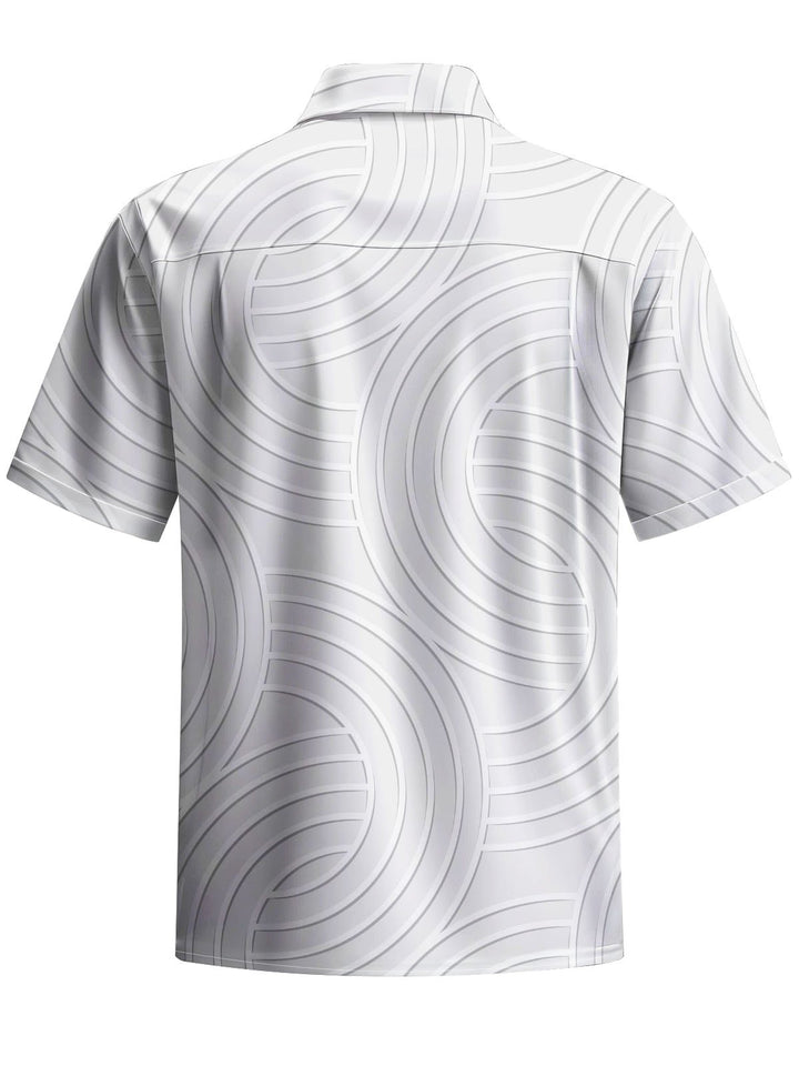 Alohadaddy® Casual Geometric Pattern Print Chest Pocket Men&